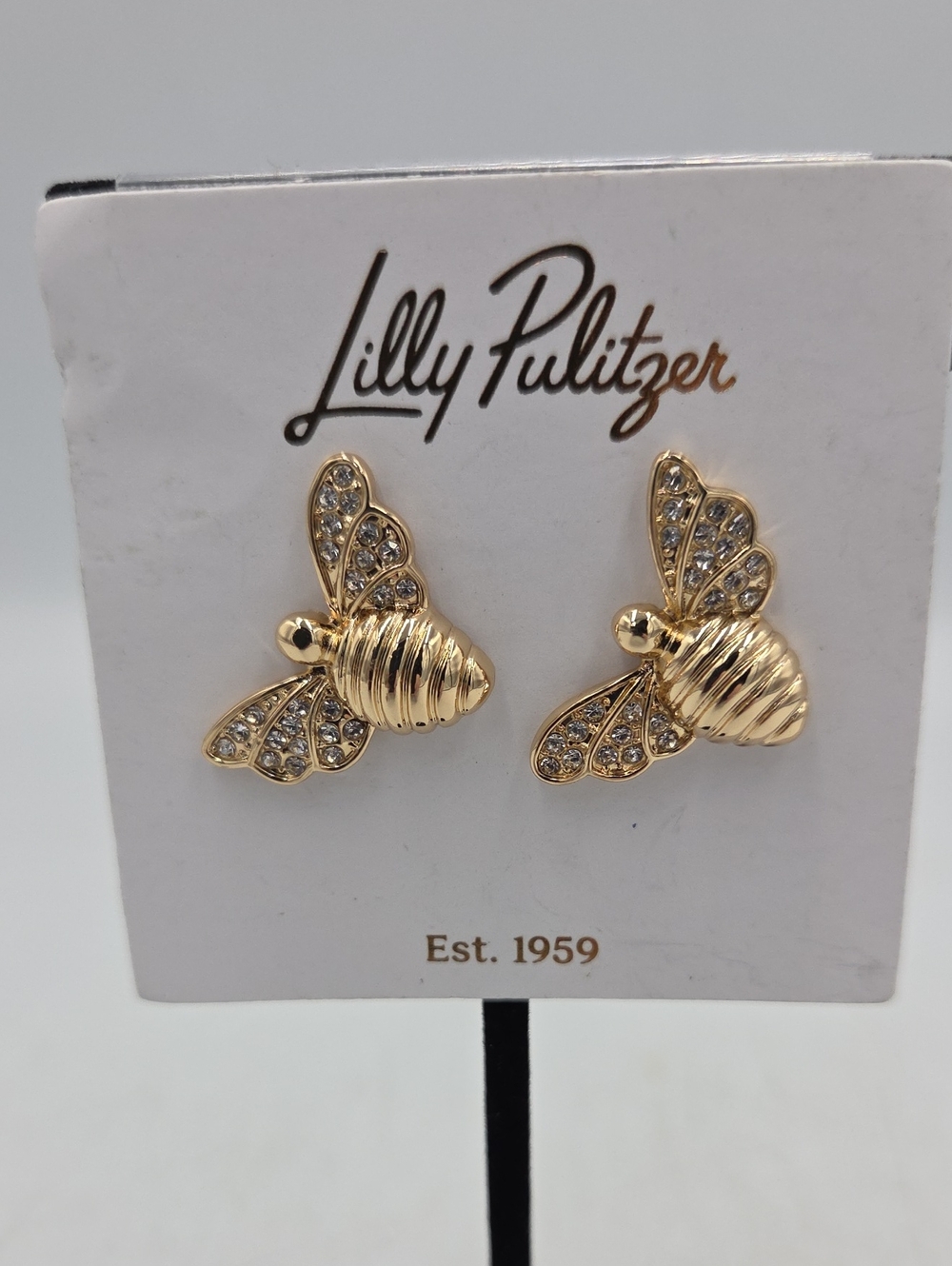 Lilly Pulitzer Gold Bee Crystal Wing Stud Earrings